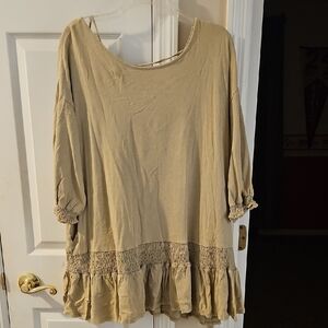 Oli & Hali Tan Smocked Tunic Top
